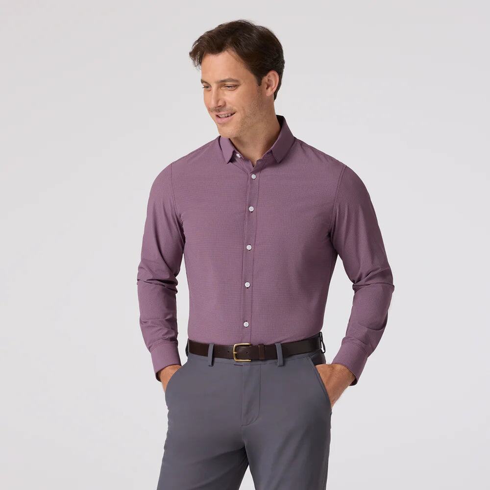 Leeward Long Sleeve Dress Shirt Classic Fit - Eggplant Levi Plaid